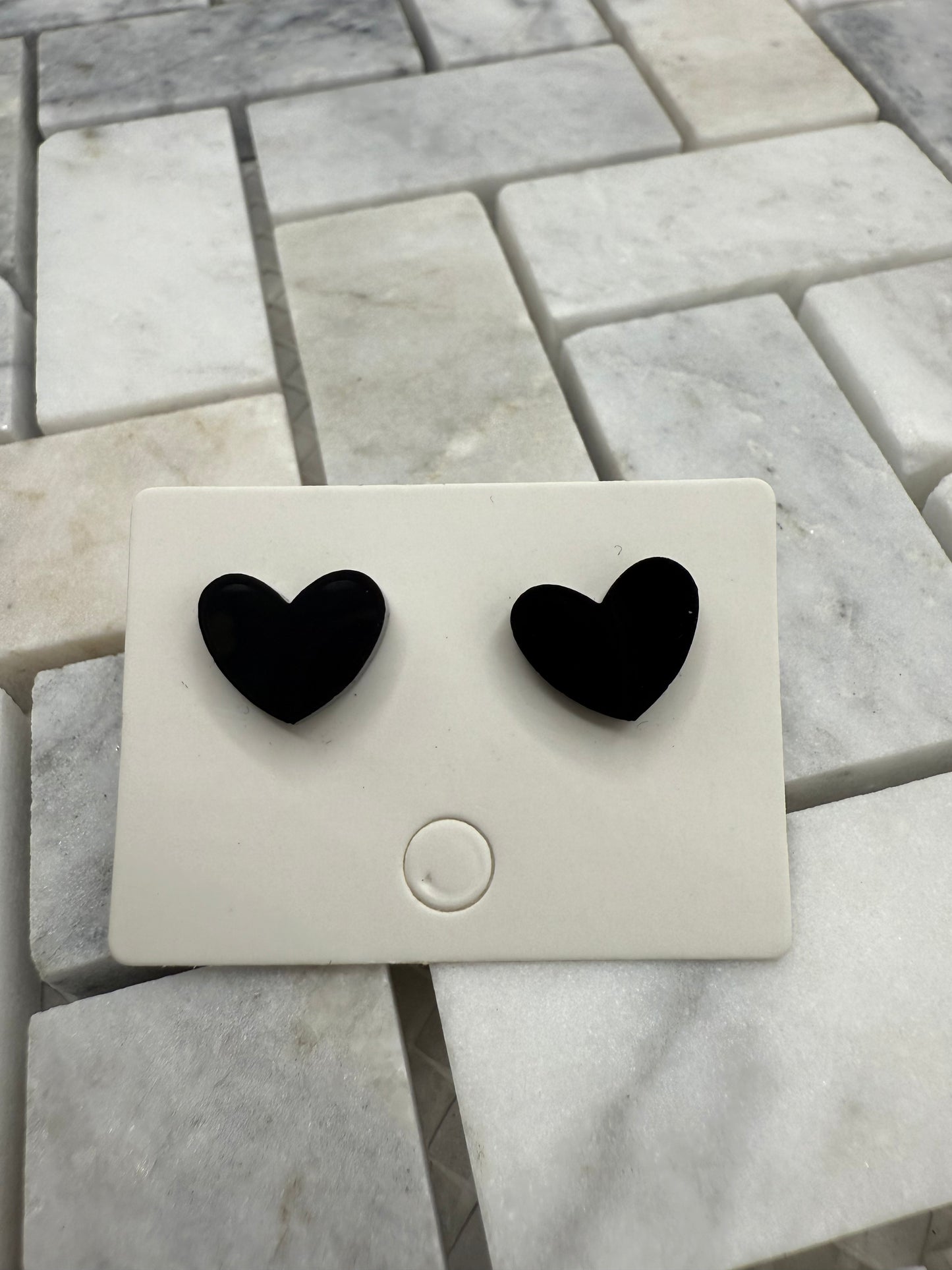 Black Heart Earring Studs