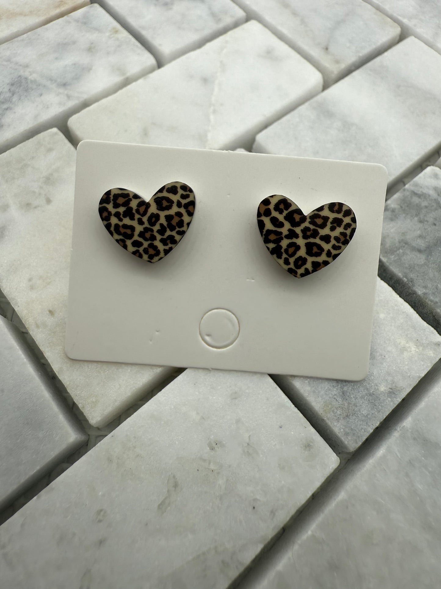 Leopard Heart Earring Studs