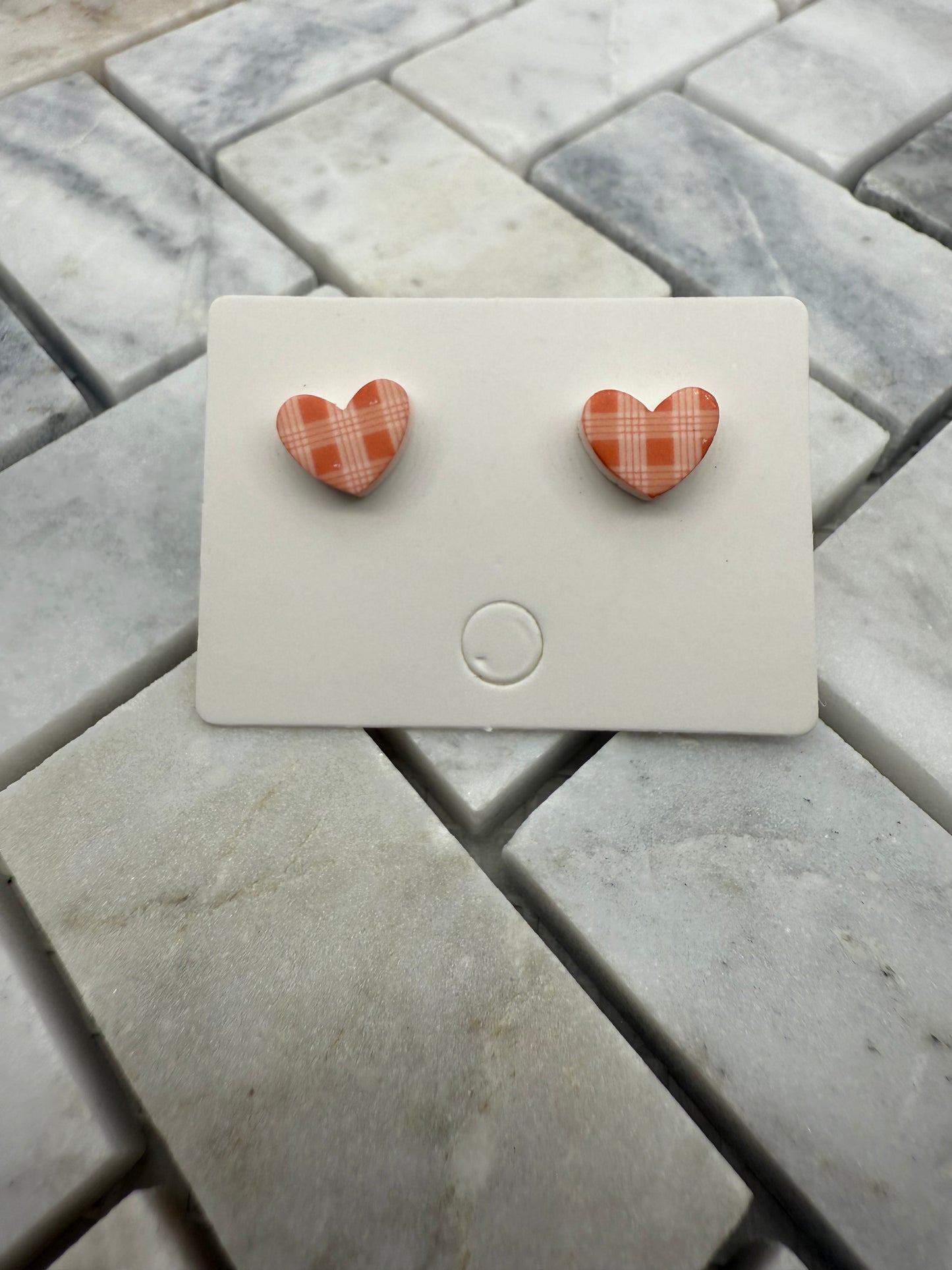 Orange Heart Palaka Earring Studs