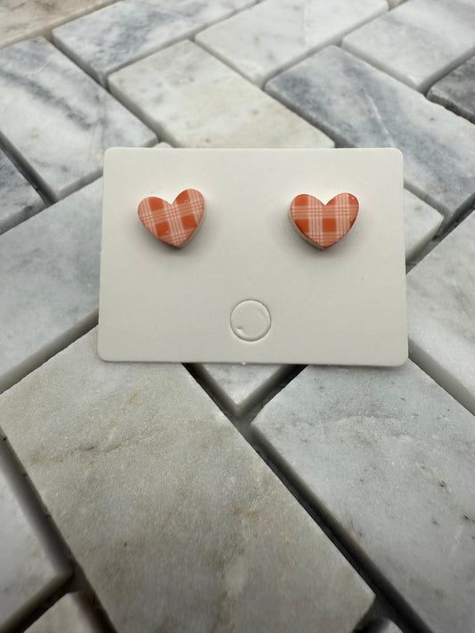 Orange Heart Palaka Earring Studs