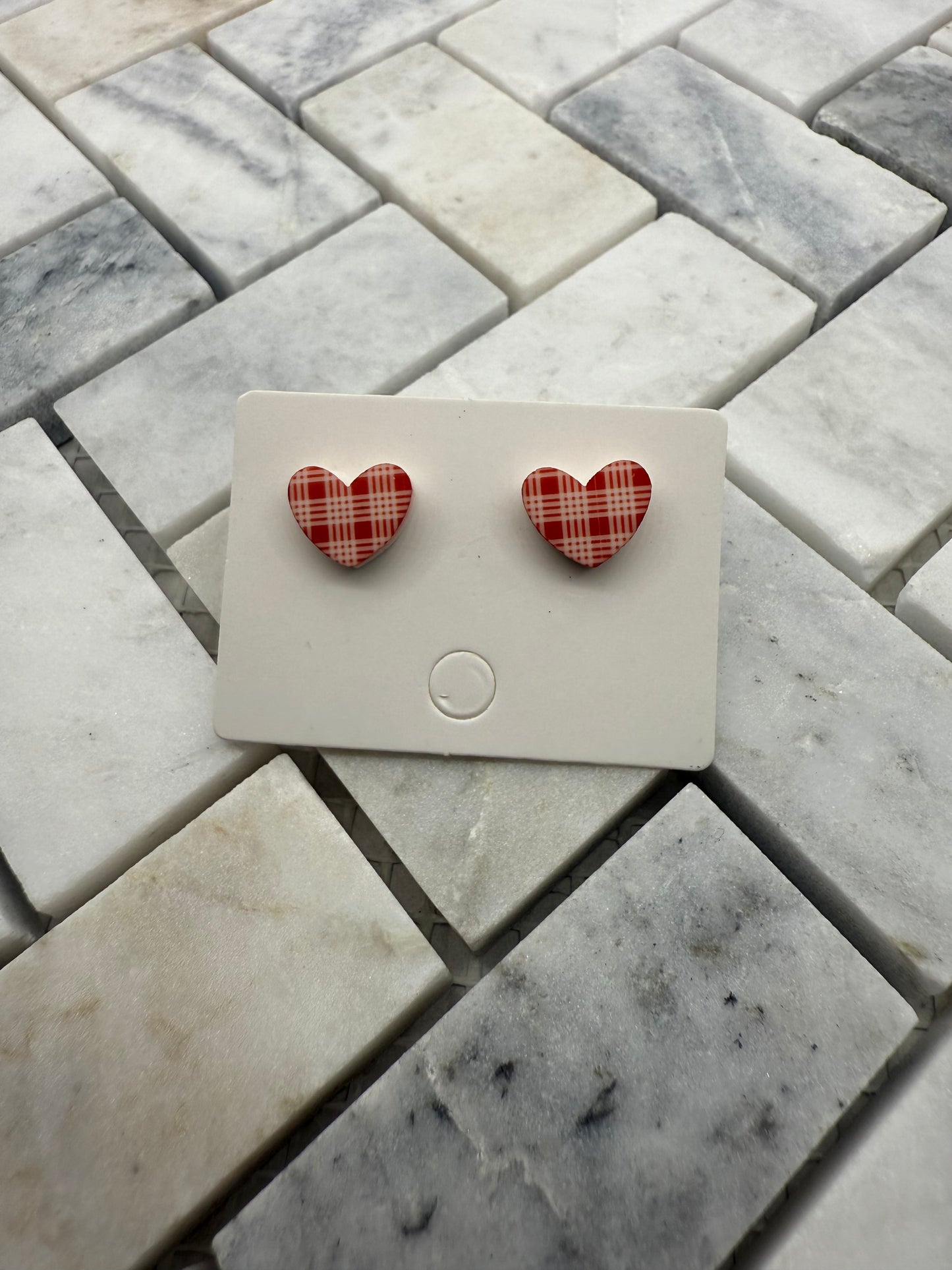 Red Palaka Heart Earring Studs