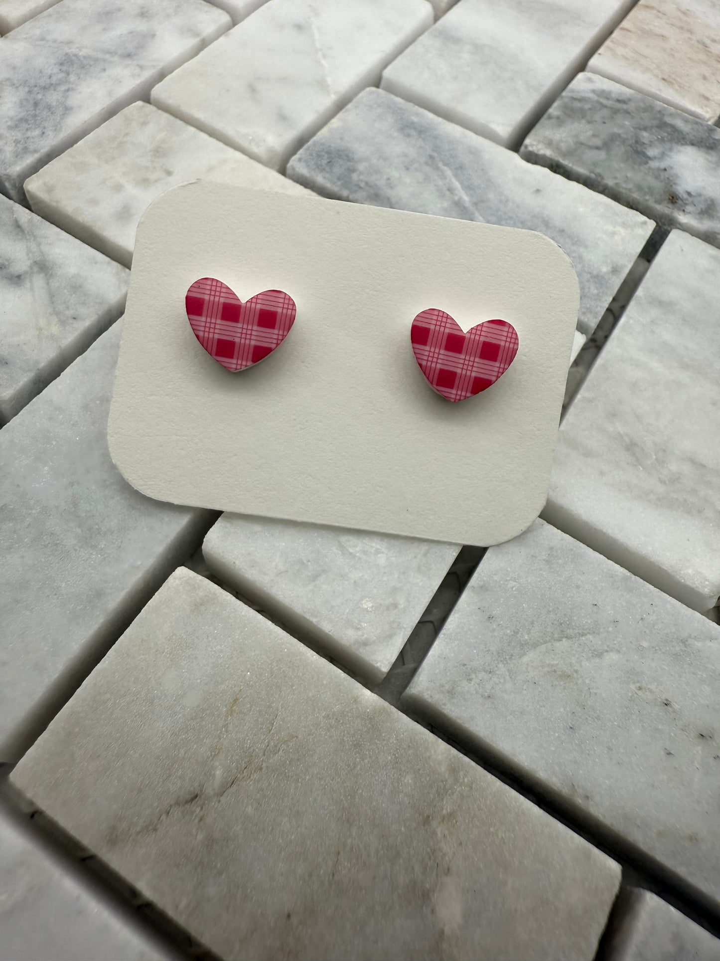 Pink Palaka Heart Earring Studs