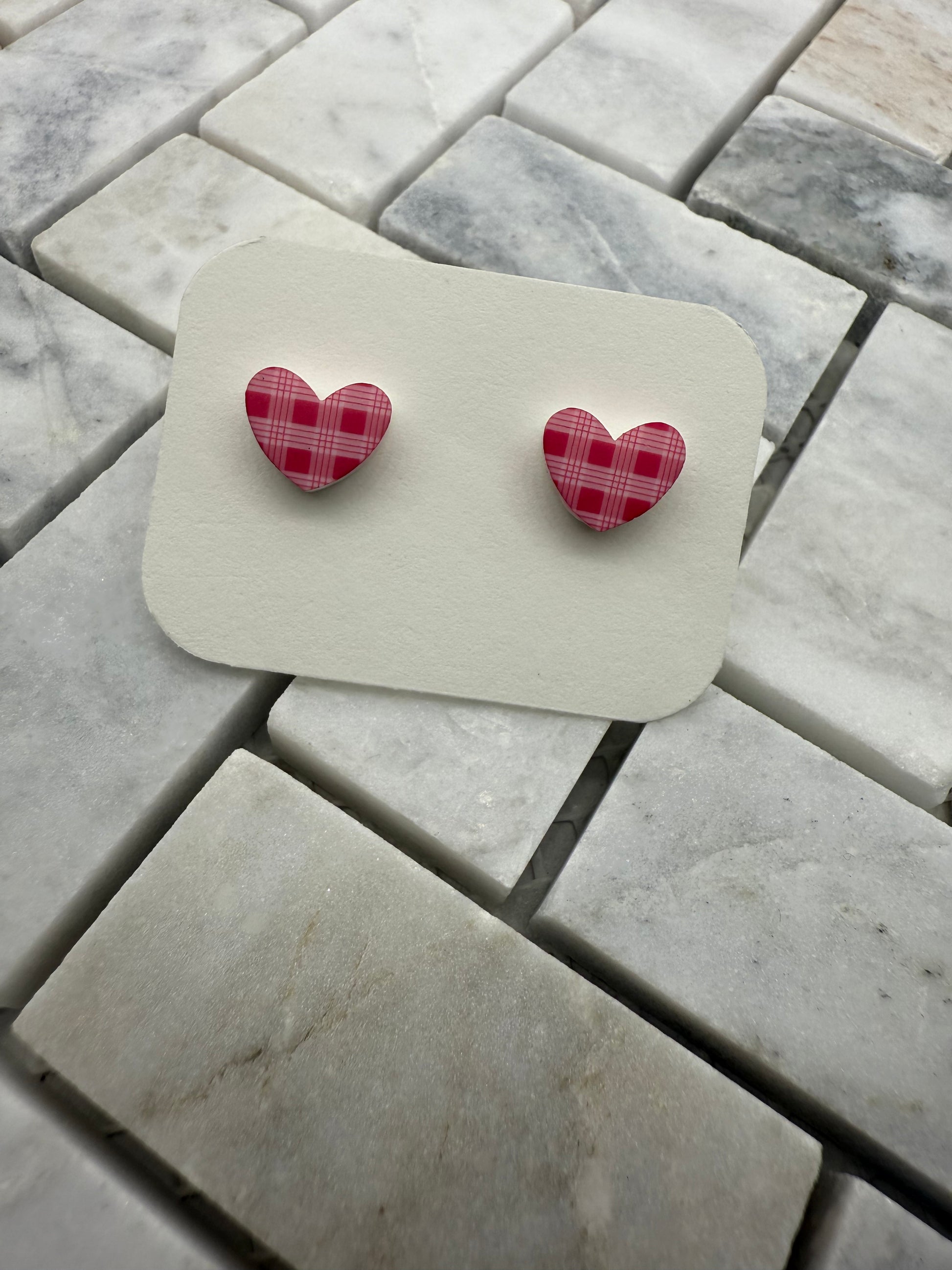 Pink Palaka Heart Earring Studs