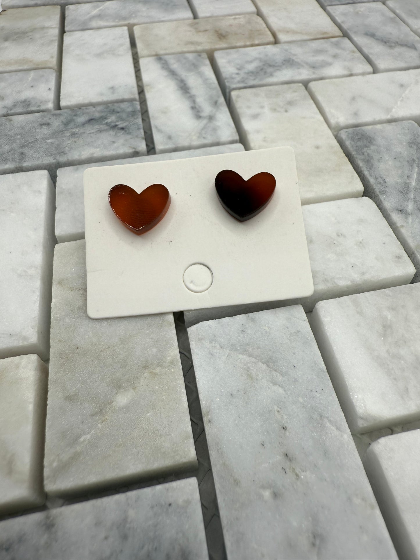 Tortoise Shell Heart Earring Studs